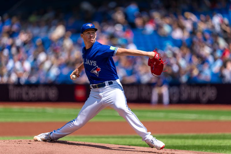 Jul 20, 2023; Toronto, Ontario, CAN; Toronto Blue Jays starting pitcher Chris Bassitt (40) pitches to the San Diego Padres during the first inning at Rogers Centre. Mandatory Credit: Kevin Sousa-USA TODAY Sports