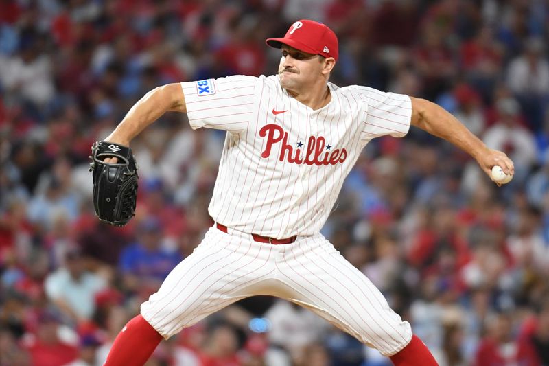 Aug 13, 2024; Philadelphia, Pennsylvania, USA; Philadelphia Phillies pitcher Tanner Banks (58) throws a pitch during the seventh inning against the Miami Marlins at Citizens Bank Park. Mandatory Credit: Eric Hartline-USA TODAY Sports