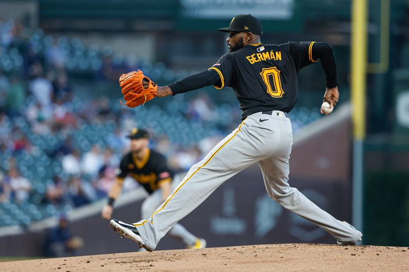 Sep 4, 2024; Chicago, Illinois, USA; Pittsburgh Pirates starting pitcher Domingo Germán (0) delivers a pitch against the Chicago Cubs during the first inning at Wrigley Field. Mandatory Credit: Kamil Krzaczynski-Imagn Images