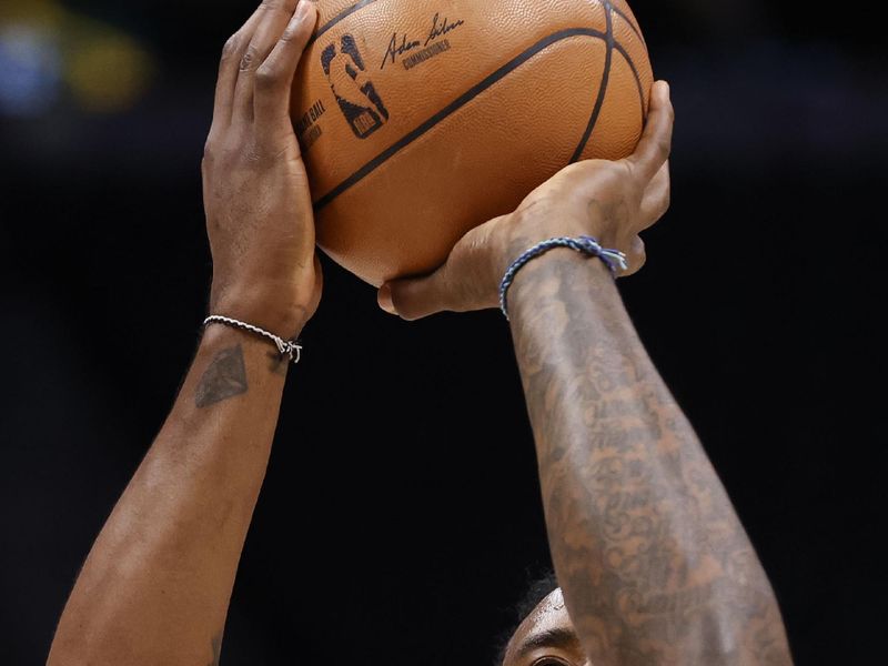 DENVER, COLORADO - FEBRUARY 28: DeAndre Jordan #6 of the Denver Nuggets warms up before the game against the Sacramento Kings at Ball Arena on February 28, 2024 in Denver, Colorado. NOTE TO USER: User expressly acknowledges and agrees that, by downloading and or using this photograph, User is consenting to the terms and conditions of the Getty Images License Agreement. (Photo by Brendall O'Banon/Clarkson Creative/Getty Images)