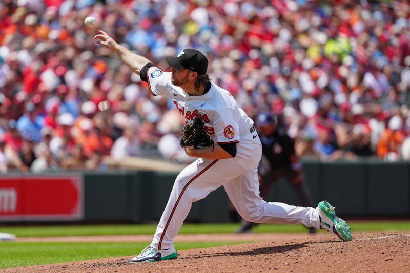 Jun 16, 2024; Baltimore, Maryland, USA; Baltimore Orioles pitcher Corbin Burnes (39) delivers a pitch against the Philadelphia Phillies during the fourth inning at Oriole Park at Camden Yards. Mandatory Credit: Gregory Fisher-USA TODAY Sports