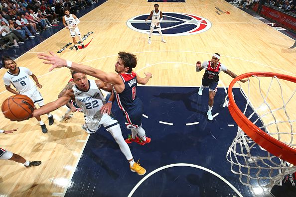 WASHINGTON, DC -? OCTOBER 28: Desmond Bane #22 of the Memphis Grizzlies shoots the ball during the game against the Washington Wizards on October 28, 2023 at Capital One Arena in Washington, DC. NOTE TO USER: User expressly acknowledges and agrees that, by downloading and or using this Photograph, user is consenting to the terms and conditions of the Getty Images License Agreement. Mandatory Copyright Notice: Copyright 2023 NBAE (Photo by Stephen Gosling/NBAE via Getty Images)