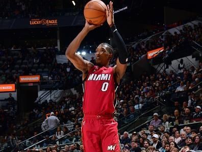 SAN ANTONIO, TX - NOVEMBER 12: Josh Richardson #0 of the Miami Heat shoots the ball during the game against the San Antonio Spurs on November 12, 2023 at the Frost Bank Center in San Antonio, Texas. NOTE TO USER: User expressly acknowledges and agrees that, by downloading and or using this photograph, user is consenting to the terms and conditions of the Getty Images License Agreement. Mandatory Copyright Notice: Copyright 2023 NBAE (Photos by Michael Gonzales/NBAE via Getty Images)