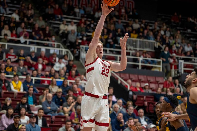 Mar 7, 2024; Stanford, California, USA; Stanford Cardinal forward James Keefe (22) shoots the basketball during the second half against the California Golden Bears at Maples Pavillion. Mandatory Credit: Neville E. Guard-USA TODAY Sports