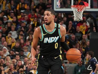 INDIANAPOLIS, IN - DECEMBER 23:  Tyrese Haliburton #0 of the Indiana Pacers handles the ball during the game against the Orlando Magic on December 23, 2023 at Gainbridge Fieldhouse in Indianapolis, Indiana. NOTE TO USER: User expressly acknowledges and agrees that, by downloading and or using this Photograph, user is consenting to the terms and conditions of the Getty Images License Agreement. Mandatory Copyright Notice: Copyright 2023 NBAE (Photo by Pepper Robinson/NBAE via Getty Images)