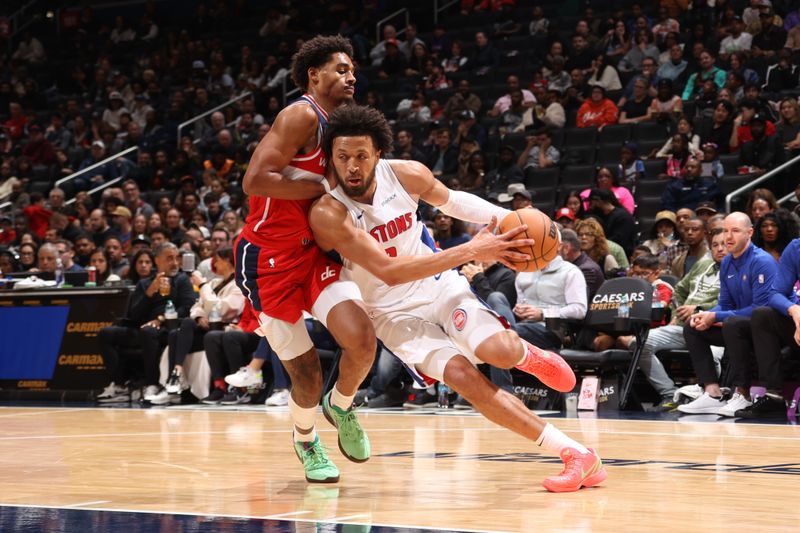 WASHINGTON, DC -? NOVEMBER 17:  Cade Cunningham #2 of the Detroit Pistons dribbles the ball during the game against the Washington Wizards on November 17, 2024 at Capital One Arena in Washington, DC. NOTE TO USER: User expressly acknowledges and agrees that, by downloading and or using this Photograph, user is consenting to the terms and conditions of the Getty Images License Agreement. Mandatory Copyright Notice: Copyright 2024 NBAE (Photo by Kenny Giarla/NBAE via Getty Images)