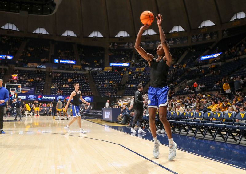 Feb 3, 2024; Morgantown, West Virginia, USA; Brigham Young Cougars guard Jaxson Robinson (2) warms up prior to their game against the West Virginia Mountaineers at WVU Coliseum. Mandatory Credit: Ben Queen-USA TODAY Sports