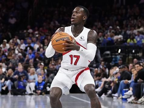 ORLANDO, FLORIDA - NOVEMBER 21: Dennis Schroder #17 of the Toronto Raptors looks to shoot against the Orlando Magic during the second half of an NBA In-Season Tournament game at Amway Center on November 21, 2023 in Orlando, Florida. NOTE TO USER: User expressly acknowledges and agrees that, by downloading and or using this photograph, User is consenting to the terms and conditions of the Getty Images License Agreement. (Photo by Rich Storry/Getty Images)