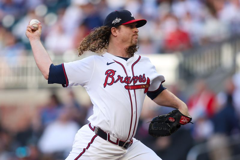 May 12, 2025; Atlanta, Georgia, USA; Atlanta Braves starting pitcher Grant Holmes (66) throws against the Washington Nationals in the first inning at Truist Park. Mandatory Credit: Brett Davis-Imagn Images
