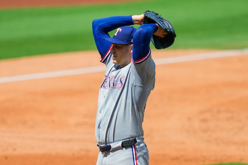 Aug 21, 2025; Kansas City, Missouri, USA; Texas Rangers starting pitcher Patrick Corbin (46) pitches during the third inning against the Kansas City Royals at Kauffman Stadium. Mandatory Credit: Jay Biggerstaff-Imagn Images
