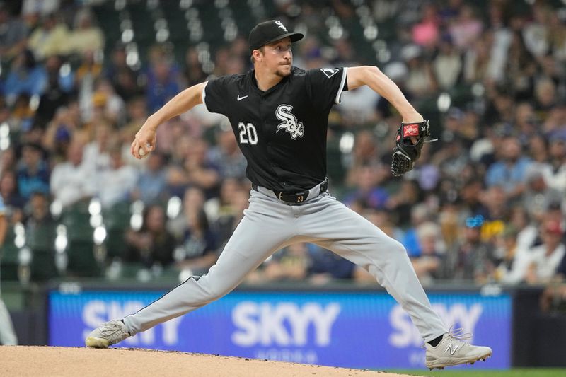 May 31, 2024; Milwaukee, Wisconsin, USA;  Chicago White Sox pitcher Erick Fedde (20) throws a pitch during the first inning against the Milwaukee Brewers at American Family Field. Mandatory Credit: Jeff Hanisch-USA TODAY Sports