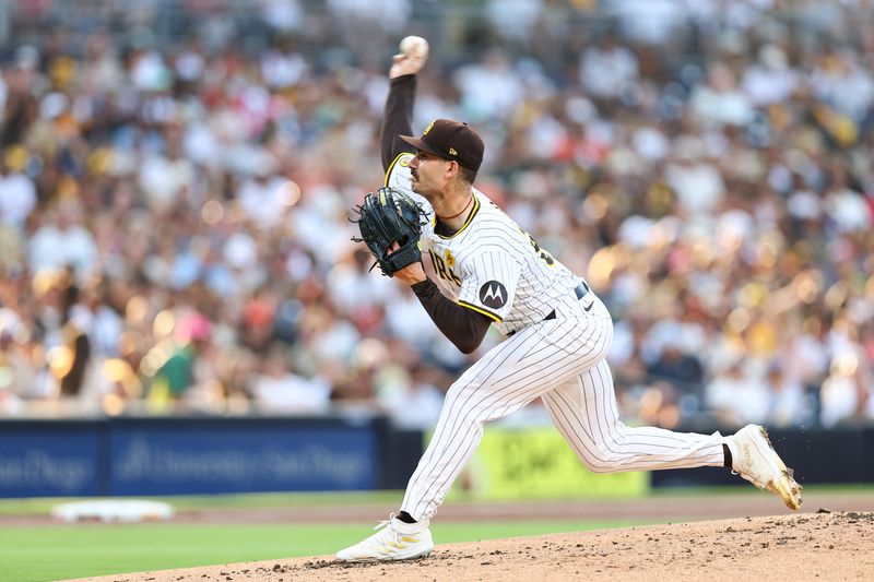 Sep 7, 2024; San Diego, California, USA; San Diego Padres starting pitcher Dylan Cease (84) throws against the San Francisco Giants during the second inning at Petco Park. Mandatory Credit: Chadd Cady-Imagn Images