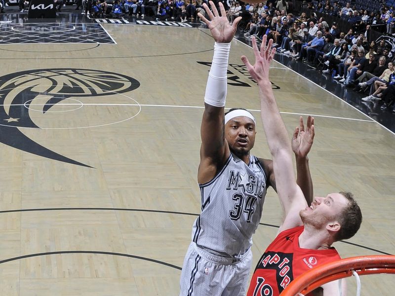 ORLANDO, FL - MARCH 2: Wendell Carter Jr. #34 of the Orlando Magic s/tbandtr/ on March 2, 2025 at Kia Center in Orlando, Florida. NOTE TO USER: User expressly acknowledges and agrees that, by downloading and or using this photograph, User is consenting to the terms and conditions of the Getty Images License Agreement. Mandatory Copyright Notice: Copyright 2025 NBAE (Photo by Fernando Medina/NBAE via Getty Images)