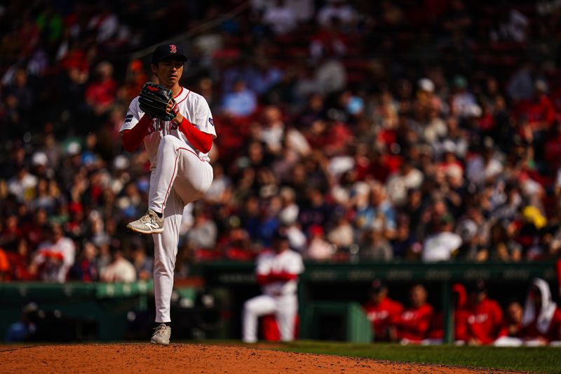 May 2, 2024; Boston, Massachusetts, USA; Boston Red Sox relief pitcher Naoyuki Uwasawa (39) throws a pitch against the San Francisco Giants in the ninth inning at Fenway Park. Mandatory Credit: David Butler II-USA TODAY Sports