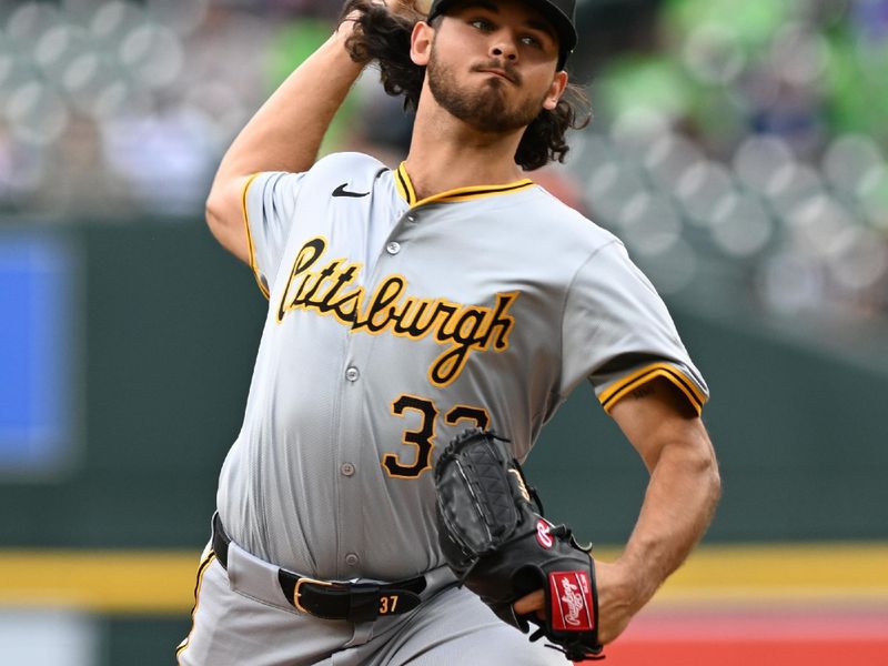 May 29, 2024; Detroit, Michigan, USA;  Pittsburgh Pirates pitcher Jared Jones (37) throws a pitch against the Detroit Tigers in the second inning at Comerica Park. Mandatory Credit: Lon Horwedel-USA TODAY Sports