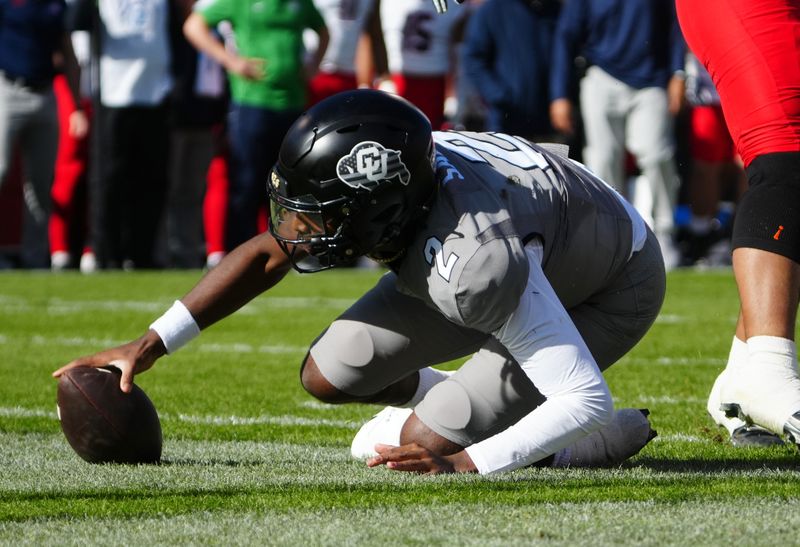 Nov 11, 2023; Boulder, Colorado, USA; Colorado Buffaloes quarterback Shedeur Sanders (2) scores in the first half against the Arizona Wildcats at Folsom Field. Mandatory Credit: Ron Chenoy-USA TODAY Sports