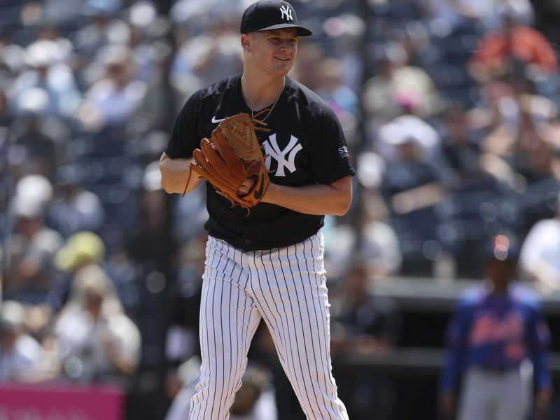 Mar 25, 2024; Tampa, Florida, USA;  New York Yankees starting pitcher Clarke Schmidt (36) throws a pitch against the New York Mets in the first inning at George M. Steinbrenner Field. Mandatory Credit: Nathan Ray Seebeck-USA TODAY Sports