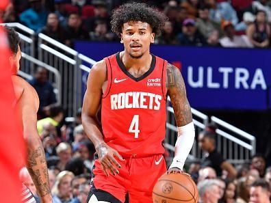 HOUSTON, TX - DECEMBER 11: Jalen Green #4 of the Houston Rockets looks on during the game against the San Antonio Spurs on December 11, 2023 at the Toyota Center in Houston, Texas. NOTE TO USER: User expressly acknowledges and agrees that, by downloading and or using this photograph, User is consenting to the terms and conditions of the Getty Images License Agreement. Mandatory Copyright Notice: Copyright 2023 NBAE (Photo by Logan Riely/NBAE via Getty Images)