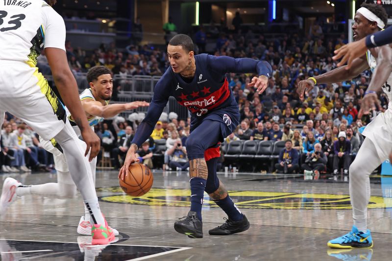 INDIANAPOLIS, IN - NOVEMBER 24: Kyle Kuzma #33 of the Washington Wizards drives to the basket during the game against the Indiana Pacers on November 24, 2024 at Gainbridge Fieldhouse in Indianapolis, Indiana. NOTE TO USER: User expressly acknowledges and agrees that, by downloading and or using this Photograph, user is consenting to the terms and conditions of the Getty Images License Agreement. Mandatory Copyright Notice: Copyright 2024 NBAE (Photo by Pepper Robinson/NBAE via Getty Images)