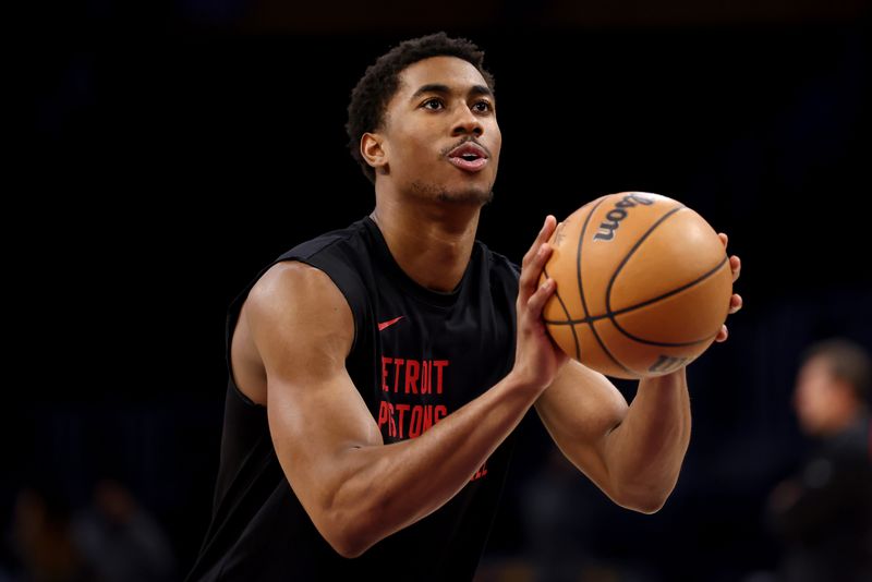 LOS ANGELES, CALIFORNIA - FEBRUARY 13: Jaden Ivey #23 of the Detroit Pistons warms up prior to the game against the Los Angeles Lakers at Crypto.com Arena on February 13, 2024 in Los Angeles, California. NOTE TO USER: User expressly acknowledges and agrees that, by downloading and or using this photograph, user is consenting to the terms and conditions of the Getty Images License Agreement.  (Photo by Katelyn Mulcahy/Getty Images)