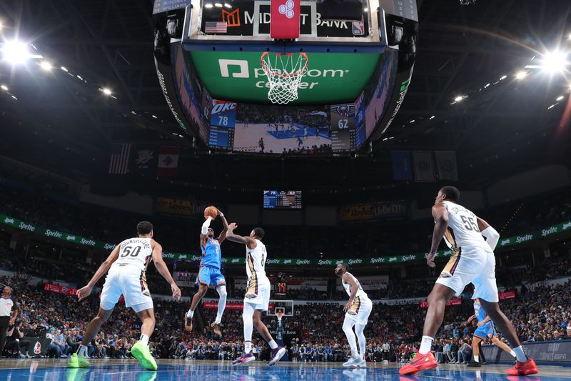 OKLAHOMA CITY, OK - NOVEMBER 13: Shai Gilgeous-Alexander #2 of the Oklahoma City Thunder shoots the ball during the game =anp on November 13, 2024 at Paycom Center in Oklahoma City, Oklahoma. NOTE TO USER: User expressly acknowledges and agrees that, by downloading and or using this photograph, User is consenting to the terms and conditions of the Getty Images License Agreement. Mandatory Copyright Notice: Copyright 2024 NBAE (Photo by Nathaniel S. Butler/NBAE via Getty Images)