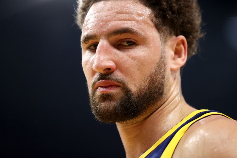 SAN FRANCISCO, CALIFORNIA - DECEMBER 28: Klay Thompson #11 of the Golden State Warriors stands on the court during their game against the Miami Heat at Chase Center on December 28, 2023 in San Francisco, California. NOTE TO USER: User expressly acknowledges and agrees that, by downloading and or using this photograph, User is consenting to the terms and conditions of the Getty Images License Agreement.  (Photo by Ezra Shaw/Getty Images)