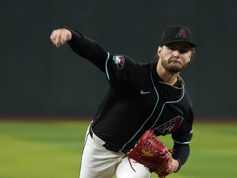 Jun 3, 2024; Phoenix, Arizona, USA; Arizona Diamondbacks pitcher Ryne Nelson (19) throws against the San Francisco Giants in the first inning at Chase Field. Mandatory Credit: Rick Scuteri-USA TODAY Sports