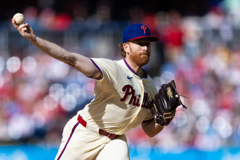 Apr 13, 2024; Philadelphia, Pennsylvania, USA; Philadelphia Phillies pitcher Spencer Turnbull (22) throws pitch during the second inning against the Pittsburgh Pirates at Citizens Bank Park. Mandatory Credit: Bill Streicher-USA TODAY Sports