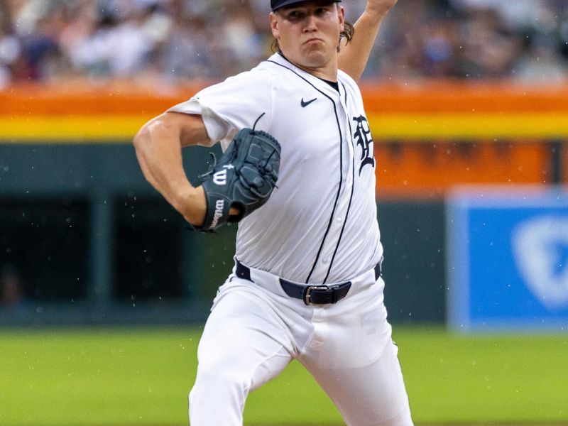 Aug 17, 2024; Detroit, Michigan, USA; Detroit Tigers pitcher Tyler Holton (87) delivers in the seventh inning against the New York Yankees at Comerica Park. Mandatory Credit: David Reginek-USA TODAY Sports