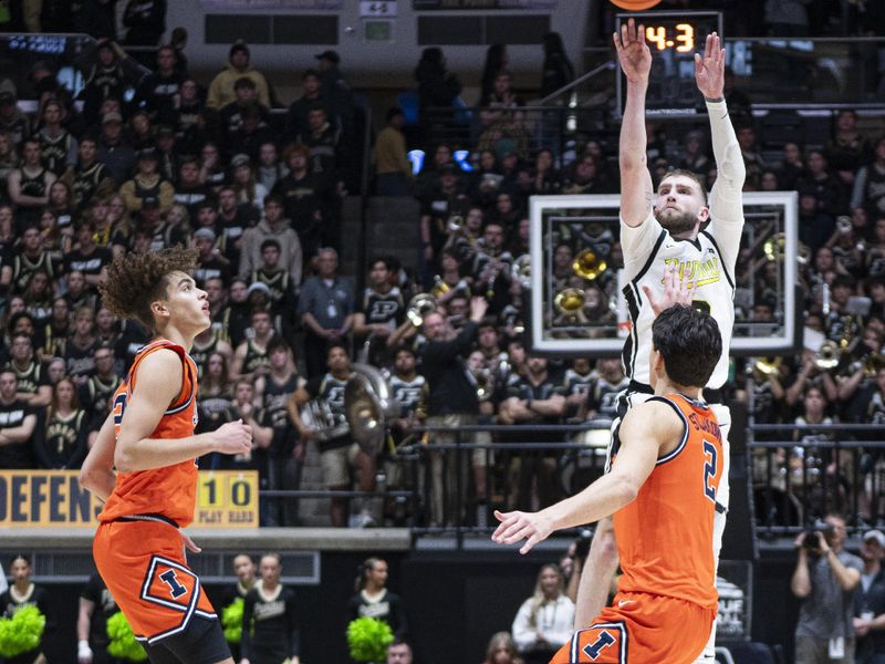 Jan 24, 2026; West Lafayette, Indiana, USA; Purdue Boilermakers guard Braden Smith (3) shoots the ball during the second half against the Illinois Fighting Illini at Mackey Arena. Mandatory Credit: Jacob Musselman-Imagn Images