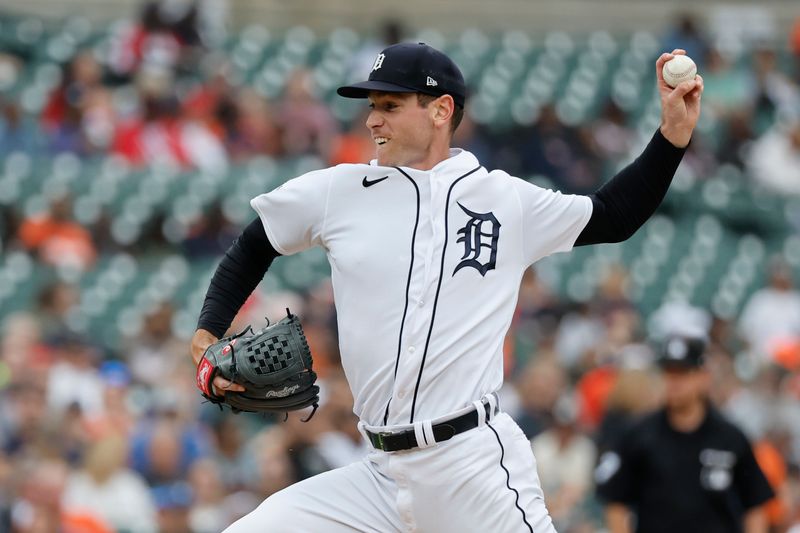 Jun 11, 2023; Detroit, Michigan, USA; Detroit Tigers starting pitcher Joey Wentz (43) pitches in the sixth inning against the Arizona Diamondbacks at Comerica Park. Mandatory Credit: Rick Osentoski-USA TODAY Sports