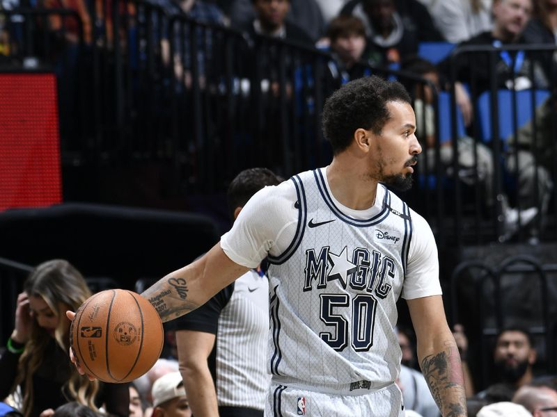 ORLANDO, FL - NOVEMBER 23: Cole Anthony #50 of the Orlando Magic handles the ball during the game against the Detroit Pistons on November 23, 2024 at Kia Center in Orlando, Florida. NOTE TO USER: User expressly acknowledges and agrees that, by downloading and or using this photograph, User is consenting to the terms and conditions of the Getty Images License Agreement. Mandatory Copyright Notice: Copyright 2024 NBAE (Photo by Fernando Medina/NBAE via Getty Images)