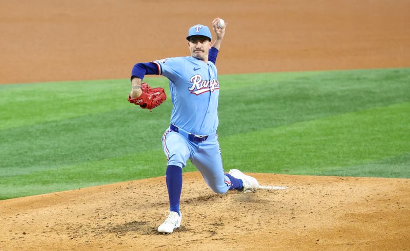 Jul 21, 2024; Arlington, Texas, USA;  Texas Rangers starting pitcher Andrew Heaney (44) throws during the game against the Baltimore Orioles at Globe Life Field. Mandatory Credit: Kevin Jairaj-USA TODAY Sports