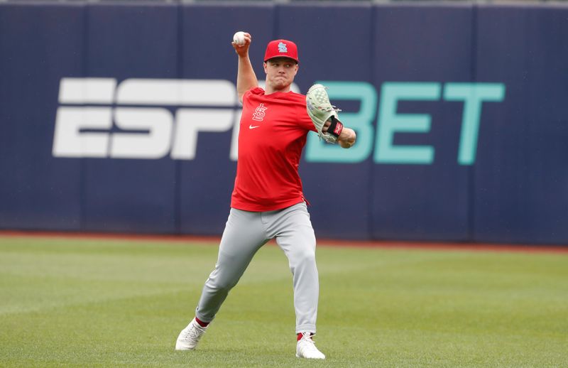 Jul 22, 2024; Pittsburgh, Pennsylvania, USA;  St. Louis Cardinals pitcher Sonny Gray (54) throws in the outfield before a game against the Pittsburgh Pirates at PNC Park. Mandatory Credit: Charles LeClaire-USA TODAY Sports