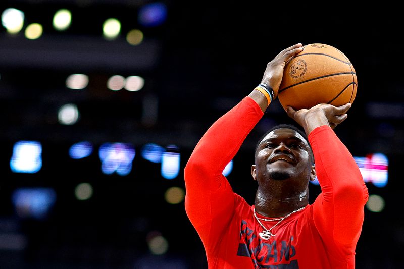 NEW ORLEANS, LOUISIANA - OCTOBER 07: Zion Williamson #1 of the New Orleans Pelicans warms up prior to the start of an NBA preseason game against the Detroit Pistons at Smoothie King Center on October 07, 2022 in New Orleans, Louisiana. NOTE TO USER: User expressly acknowledges and agrees that, by downloading and or using this photograph, User is consenting to the terms and conditions of the Getty Images License Agreement. (Photo by Sean Gardner/Getty Images)