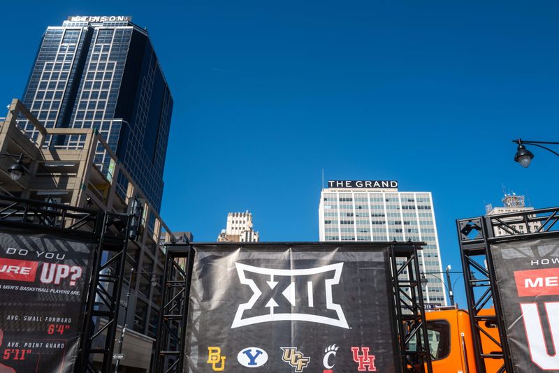 Mar 15, 2024; Kansas City, MO, USA; Downtown Kansas City outside of the Big 12 Tournament at T-Mobile Center. Mandatory Credit: William Purnell-USA TODAY Sports