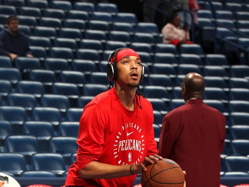 NEW ORLEANS, LA - NOVEMBER 15: Brandon Boston Jr. #11 of the New Orleans Pelicans warms up before the game against the Denver Nuggets during the Emirates NBA Cup game on November 15, 2024 at the Smoothie King Center in New Orleans, Louisiana. NOTE TO USER: User expressly acknowledges and agrees that, by downloading and or using this Photograph, user is consenting to the terms and conditions of the Getty Images License Agreement. Mandatory Copyright Notice: Copyright 2024 NBAE (Photo by Layne Murdoch Jr./NBAE via Getty Images)