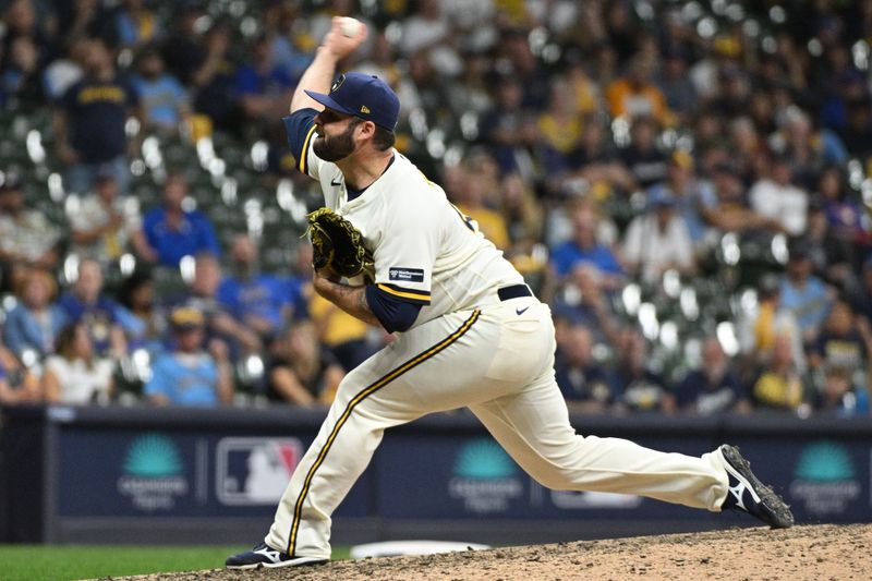 Oct 3, 2023; Milwaukee, Wisconsin, USA; Milwaukee Brewers relief pitcher Bryse Wilson (46) pitches in the ninth inning against the Arizona Diamondbacks during game one of the Wildcard series for the 2023 MLB playoffs at American Family Field. Mandatory Credit: Michael McLoone-USA TODAY Sports