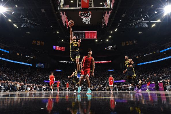 SAN FRANCISCO, CA - DECEMBER 23: Stephen Curry #30 of the Golden State Warriors shoots the ball during the game against the Portland Trail Blazers on December 23, 2023 at Chase Center in San Francisco, California. NOTE TO USER: User expressly acknowledges and agrees that, by downloading and or using this photograph, user is consenting to the terms and conditions of Getty Images License Agreement. Mandatory Copyright Notice: Copyright 2023 NBAE (Photo by Noah Graham/NBAE via Getty Images)