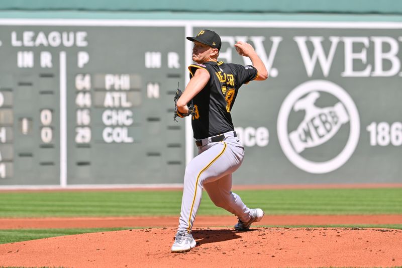 Aug 31, 2025; Boston, Massachusetts, USA; Pittsburgh Pirates starting pitcher Mitch Keller (23) pitches against the Boston Red Sox during the first inning at Fenway Park. Mandatory Credit: Eric Canha-Imagn Images