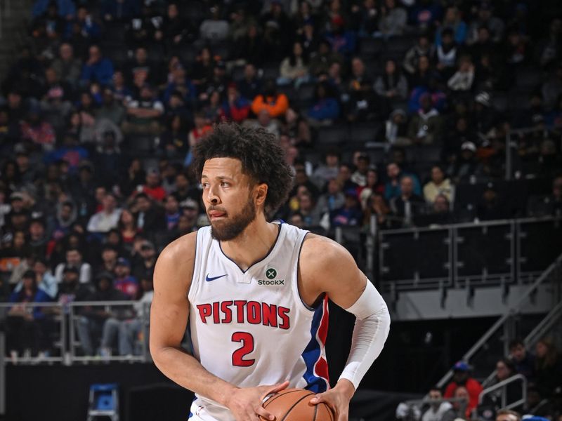 DETROIT, MI - FEBRUARY 24: Cade Cunningham #2 of the Detroit Pistons handles the ball during the game against the LA Clippers on February 24, 2025 at Little Caesars Arena in Detroit, Michigan. NOTE TO USER: User expressly acknowledges and agrees that, by downloading and/or using this photograph, User is consenting to the terms and conditions of the Getty Images License Agreement. Mandatory Copyright Notice: Copyright 2025 NBAE (Photo by Chris Schwegler/NBAE via Getty Images)