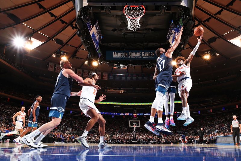 NEW YORK, NY - OCTOBER 13: Miles McBride #2 of the New York Knicks shoots the ball during the game on October 13, 2024 at Madison Square Garden in New York City, New York.  NOTE TO USER: User expressly acknowledges and agrees that, by downloading and or using this photograph, User is consenting to the terms and conditions of the Getty Images License Agreement. Mandatory Copyright Notice: Copyright 2024 NBAE  (Photo by David L. Nemec/NBAE via Getty Images)