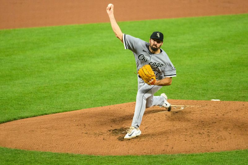 Aug 29, 2023; Baltimore, Maryland, USA; Chicago White Sox starting pitcher Jesse Scholtens (62) pitches during the third inning against the Baltimore Orioles at Oriole Park at Camden Yards. Mandatory Credit: Reggie Hildred-USA TODAY Sports