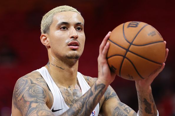 MIAMI, FLORIDA - NOVEMBER 03: Kyle Kuzma #33 of the Washington Wizards warms up prior to a game against the Miami Heat during the NBA In-Season Tournament at Kaseya Center on November 03, 2023 in Miami, Florida. NOTE TO USER: User expressly acknowledges and agrees that, by downloading and or using this photograph, User is consenting to the terms and conditions of the Getty Images License Agreement. (Photo by Megan Briggs/Getty Images)