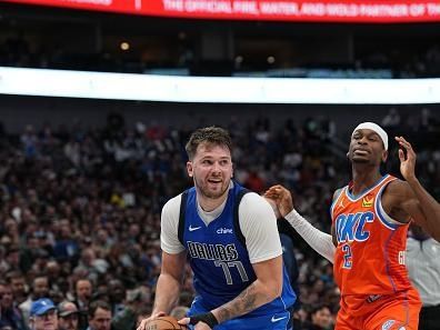 DALLAS, TX - DECEMBER 2: Luka Doncic #77 of the Dallas Mavericks goes to the basket during the game on December 2, 2023 at the American Airlines Center in Dallas, Texas. NOTE TO USER: User expressly acknowledges and agrees that, by downloading and or using this photograph, User is consenting to the terms and conditions of the Getty Images License Agreement. Mandatory Copyright Notice: Copyright 2023 NBAE (Photo by Glenn James/NBAE via Getty Images)