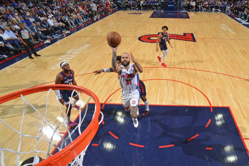 PHILADELPHIA, PA - APRIL 9: Evan Fournier #31 of the Detroit Pistons  drives to the basket during the game against the Philadelphia 76ers on April 9, 2024 at the Wells Fargo Center in Philadelphia, Pennsylvania NOTE TO USER: User expressly acknowledges and agrees that, by downloading and/or using this Photograph, user is consenting to the terms and conditions of the Getty Images License Agreement. Mandatory Copyright Notice: Copyright 2024 NBAE (Photo by Jesse D. Garrabrant/NBAE via Getty Images)