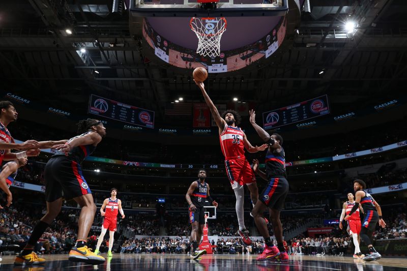 WASHINGTON, DC -? MARCH 29:  Marvin Bagley III #35 of the Washington Wizards goes to the basket during the game on March 29, 2024 at Capital One Arena in Washington, DC. NOTE TO USER: User expressly acknowledges and agrees that, by downloading and or using this Photograph, user is consenting to the terms and conditions of the Getty Images License Agreement. Mandatory Copyright Notice: Copyright 2024 NBAE (Photo by Stephen Gosling/NBAE via Getty Images)