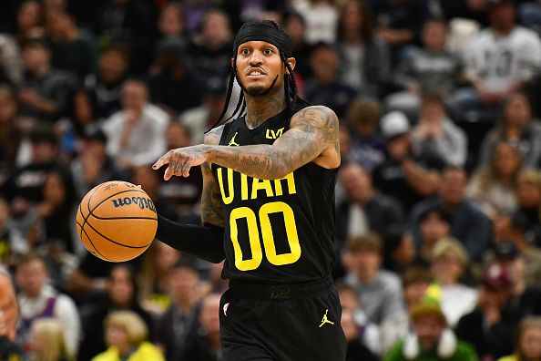 SALT LAKE CITY, UTAH - NOVEMBER 19: Jordan Clarkson #00 of the Utah Jazz in action during the first half of a game against the Phoenix Suns at Delta Center on November 19, 2023 in Salt Lake City, Utah. NOTE TO USER: User expressly acknowledges and agrees that, by downloading and or using this photograph, User is consenting to the terms and conditions of the Getty Images License Agreement. (Photo by Alex Goodlett/Getty Images)