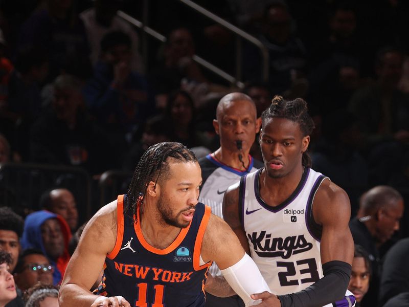 NEW YORK, NY - APRIL 4: Keon Ellis #23 of the Sacramento Kings plays defense during the game against the New York Knicks on April 4, 2024 at Madison Square Garden in New York City, New York.  NOTE TO USER: User expressly acknowledges and agrees that, by downloading and or using this photograph, User is consenting to the terms and conditions of the Getty Images License Agreement. Mandatory Copyright Notice: Copyright 2024 NBAE  (Photo by Nathaniel S. Butler/NBAE via Getty Images)