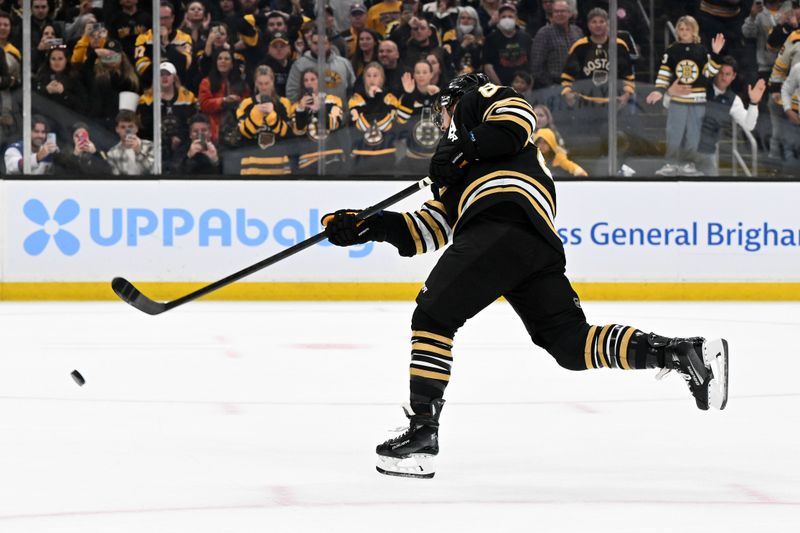 Oct 14, 2023; Boston, Massachusetts, USA; Boston Bruins right wing David Pastrnak (88) takes a penalty shot against the Nashville Predators during the second period at the TD Garden. Mandatory Credit: Brian Fluharty-USA TODAY Sports